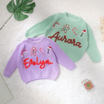 Personalized Knitted Baby NameSweater Christmas Sweater for Baby