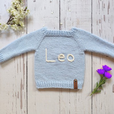 Personalized Handmade Sweater With Name Embroidered For Baby