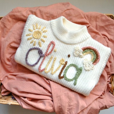 Personalized Baby Girl Sweater- Birth Announcement Pregnancy Gift