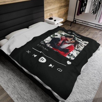 Personalised Spotify Song Music Blanket Gift for Couples Anniversary
