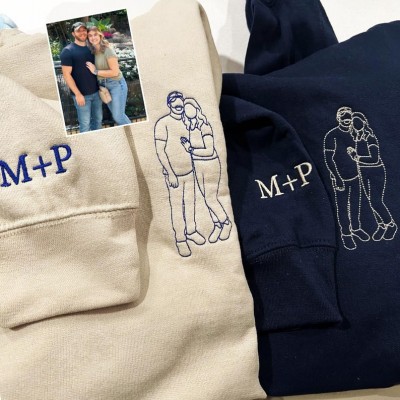 Customised embroidered Couple hoodie Roman Numerals Valentines Day Gift