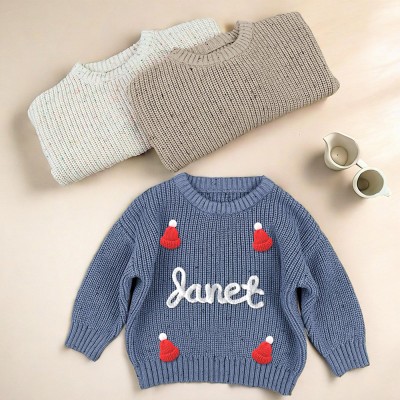 Personalized Christmas Baby Name Sweater|Handmade Knitted Sweatshirt