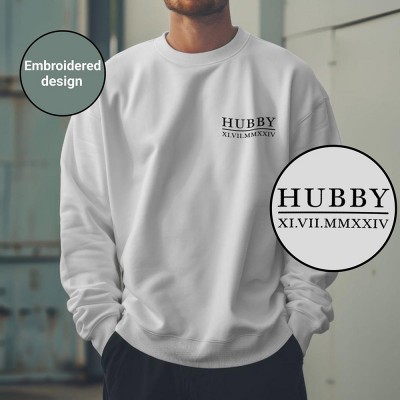Customised Embroidered Couple Hoodie Roman Numerals Sweatshirt Anniversary Gift
