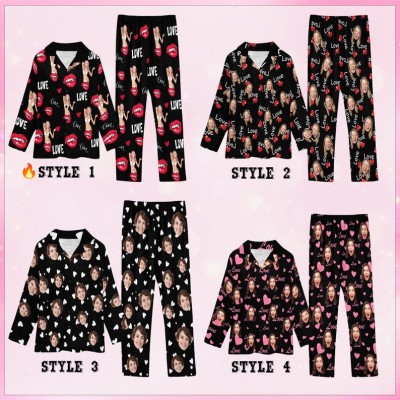 Personalised Couple Photo Face Pajama Gift for Him Her Anniversary Valentine's Day Gift