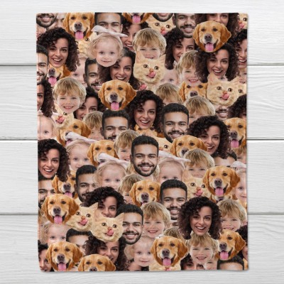 Custom Photo Face Blanket for Valentine's Day Anniversary Engagement Gift Blanket