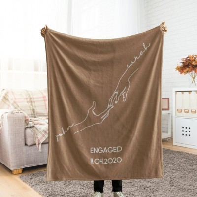 Personalised Name Couple Throw Valentine's Day Anniversary Engagement Gift Blanket