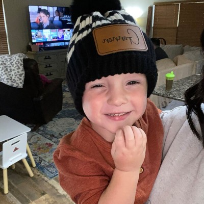 Personalized Checkered Kids Beanie Cold Weather Gift