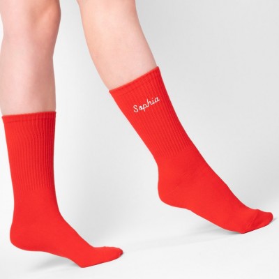 Personalised Valentines Embroidered Name on Soft Cotton Crew Socks For Couple