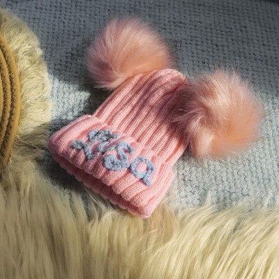 Matching Family Hat Set Personalised Bobble Hats Monogram Knitted Hats