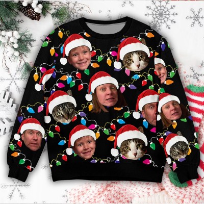 Personalized Face Christmas Ugly Sweater Family Photo Ugly Sweater Ugly Christmas Pattern