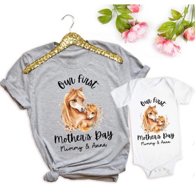 Personalised Our First Mother's Day T-Shirt Mother's Day Matching Outfit