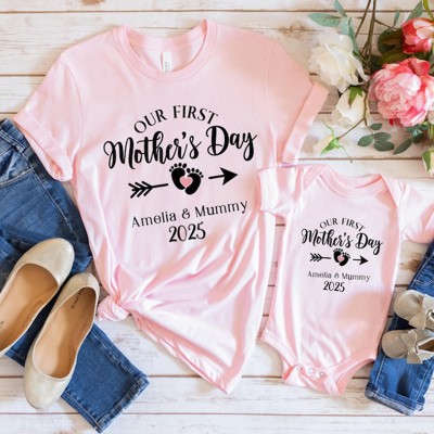 Personalised Our First Mother's Day T-Shirt Mother's Day Matching Outfit