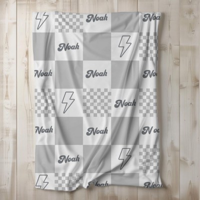Personalised Baby Checkered Blanket Custom Baby Gift