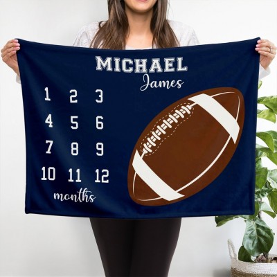 Personalised Baby Football and Sports Milestone Blanket Baby Shower Gift