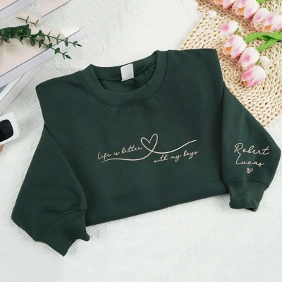 Personalised Embroidered Life Is Better With Boys Sweatshirt and Hoodie Gift For Mum