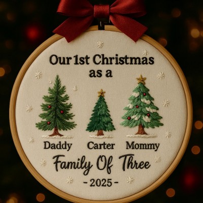 Personalized Embroidery Family Christmas Ornament Gift for Families 2025