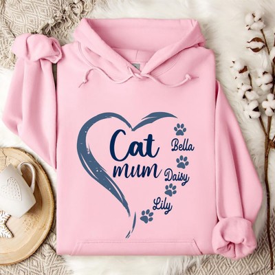 Personalised Cat Name Hoodie Cat Mun Gift Shirt Feline Lady Sweatshirt