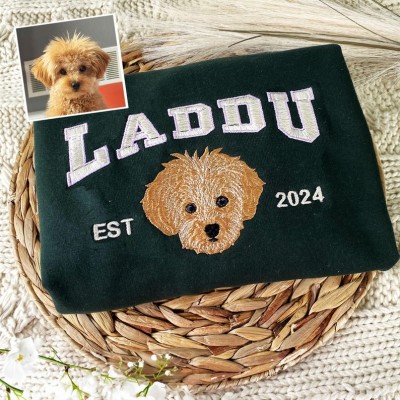 Personalised Embroidered Hoodie With Dog Picture Cat Sweatshirt Pet Memorial Gift