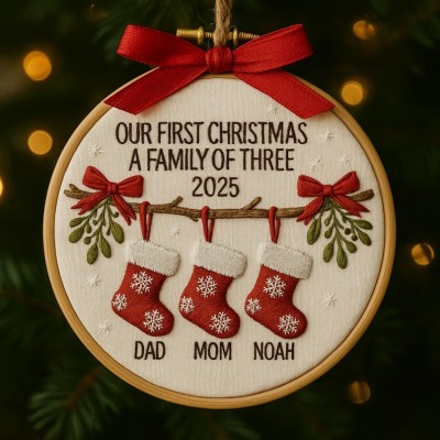 Personalized Embroidery Family Christmas Ornament Gift for Families 2025