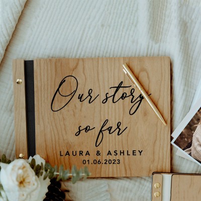 Personalised Wooden Memory Book Photo Album Valentine's Day Anniversary Gift For Travel Lovers