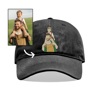 Custom Portrait Embroidered with Photo on Dad Hat Personalized Portrait From Picture Dad Cap