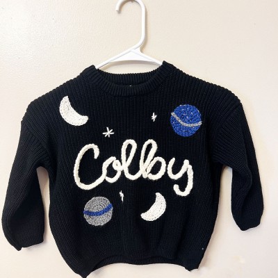 Personalized Baby Sweater Space Baby Name Sweater