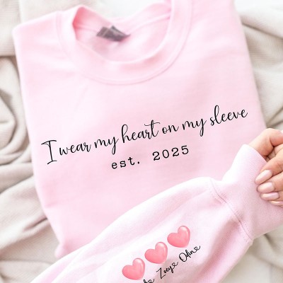 Personalised I Wear My Heart On My Sleeve Sweatshirt Personalised Gift
