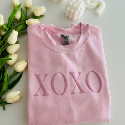 Personalised Puff Print XOXO Valentine's Sweatshirt Gift for Her or Him