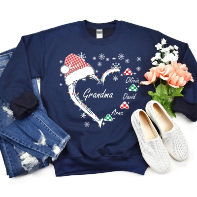 Grandma Heart Shirt, Personalized Christmas Family Tee