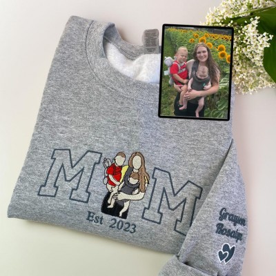 Custom Embroidered Portrait Sweatshirt From Your Photo Mother's Day Gifts