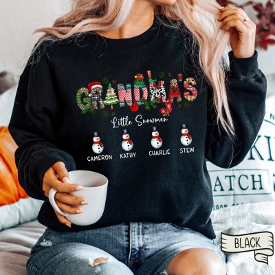 Custom Grandma Nana's Little Snowmen Cute Snowmen Hoodie