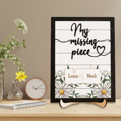 Personalised My Missing Piece Couple Wooden Sign Valentine's Day Anniversary Gift For Couple