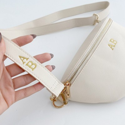 Personalised Leather Look Bumbag Embroidered Bum Bag Crossbody Bag