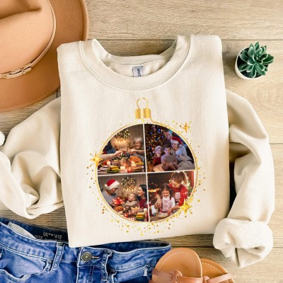 Custom Photo Christmas Sweatshirt Personalized Family Photo Sweatshirt