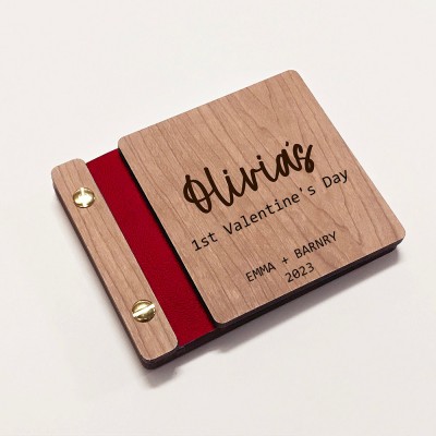 Personalised Wooden Photo Album Valentine's Day Anniversary Gift