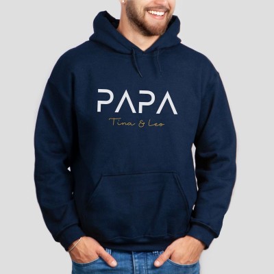 Personalised PAPA Sweatshirt Hoodie with Kid's Names XMAS Gift For Him