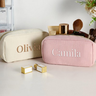 Personalised Embroidered Makeup Bag Travel Lettered Cosmetic Bag