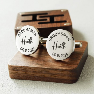 Personalised Cufflinks Tie Clip Box Engraved Groomsmen Cufflinks Wedding Gift