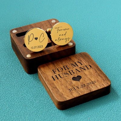 Personalised  Cufflinks Tie Clip Box Engraved Groomsmen Cufflinks
