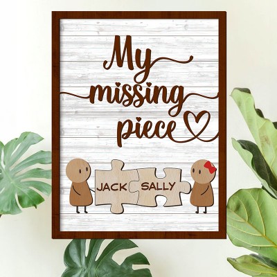 Personalised My Missing Piece Couple Wooden Sign Valentine's Day Anniversary Gift For Couple