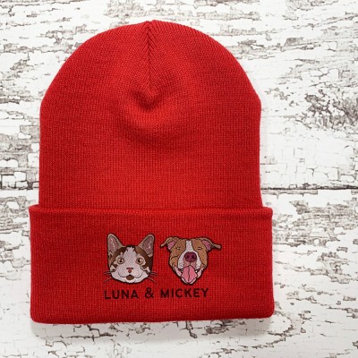 Embroidered Pet Beanie Birthday Gift For Her Custom Cat Beanie 
