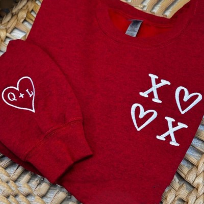 Personalised Embroidered Cute Love XOXO Sweatshirt Valentine's Day Gift