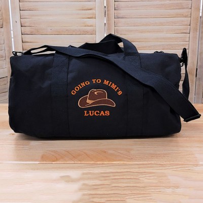 Personalised Embroidered Kids Duffle Bag Going to Mini's Overnight Bag