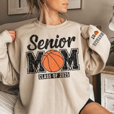 Personalised Senior Basketball Mum Sweatshirt Mum Name on Sleeve Sweatshirt