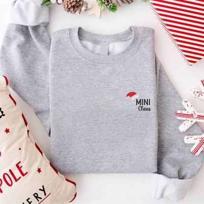 Custom Embroidered Christmas Matching Sweater Embroidery Santa Hat Sweater