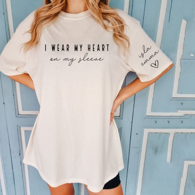 Personalised I Wear My Heart On My Sleeve Sweatshirt Mother's Day Gift