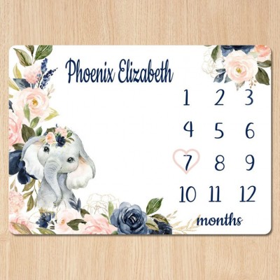 Personalised Safari Animal Milestone Blanket Boy Monthly Photos Blanket