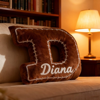 Custom Football Letter Shaped Pillow with Name Gift for Sports Enthusiasts Kids Xmas Gift