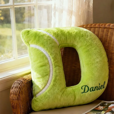 Personalised 3D Print Tennis Letter Pillow with Kids Name Sports Fans Xmas Gift