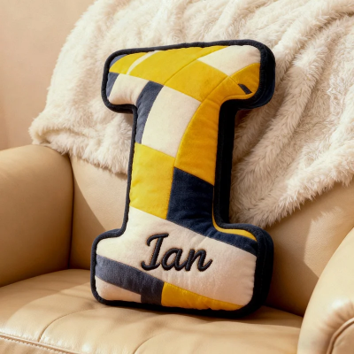 Personalised Volleyball Letter Shaped Pillow with Custom Name and Bold Design for Sports Fans Kids Xmas Gift
